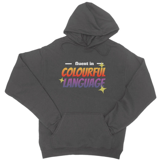 Fluent In Colourful Language Hoodie - Charcoal - Funny Hoodie