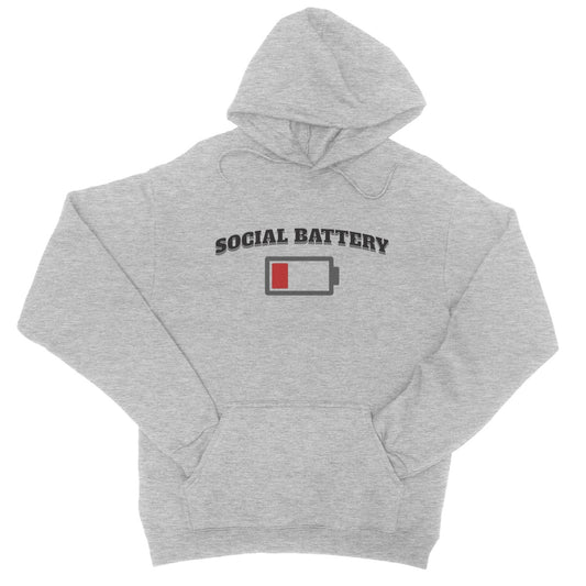 Low Social Battery Hoodie - Heather Grey - Funny Hoodie