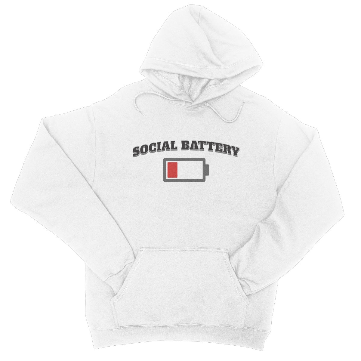 Low Social Battery Hoodie - Arctic White - Funny Hoodie