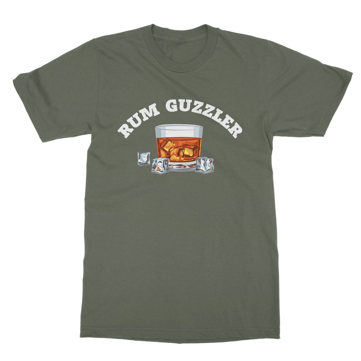 Rum Guzzler T-Shirt - Military Green - Funny T-Shirt