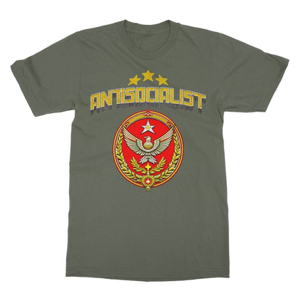Antisocialist T-Shirt - Military Green - Funny T-Shirt