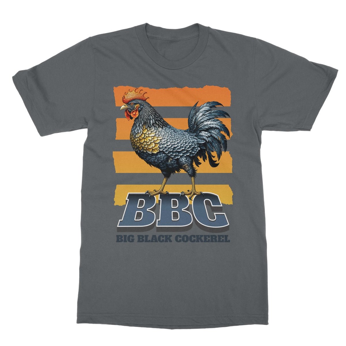 Big Black Cockerel T-Shirt - Charcoal - Funny T-Shirt