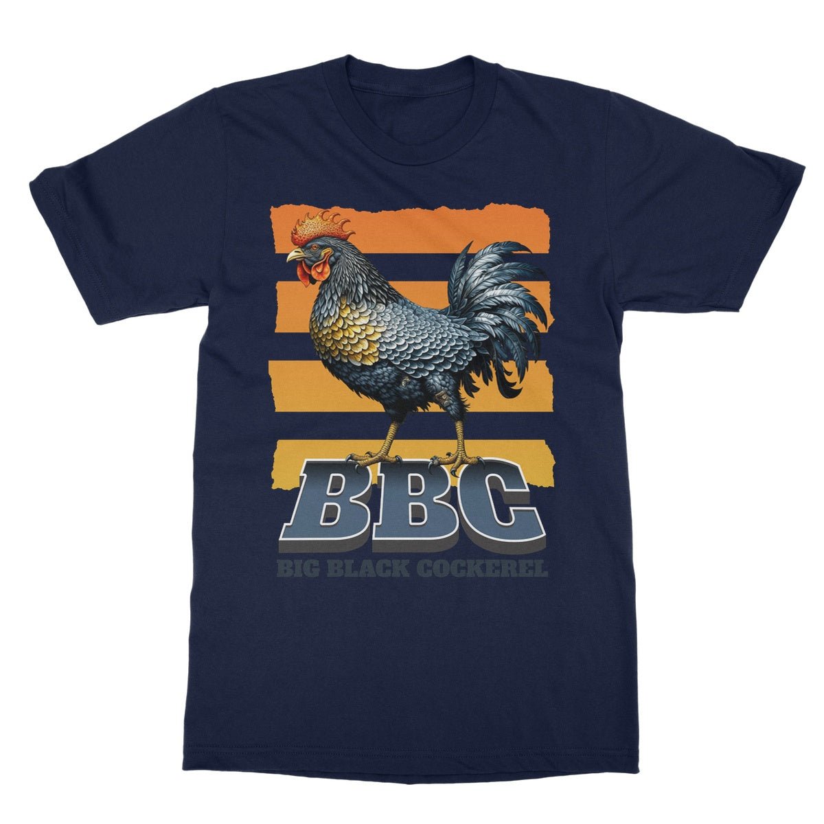 Big Black Cockerel T-Shirt - Navy - Funny T-Shirt