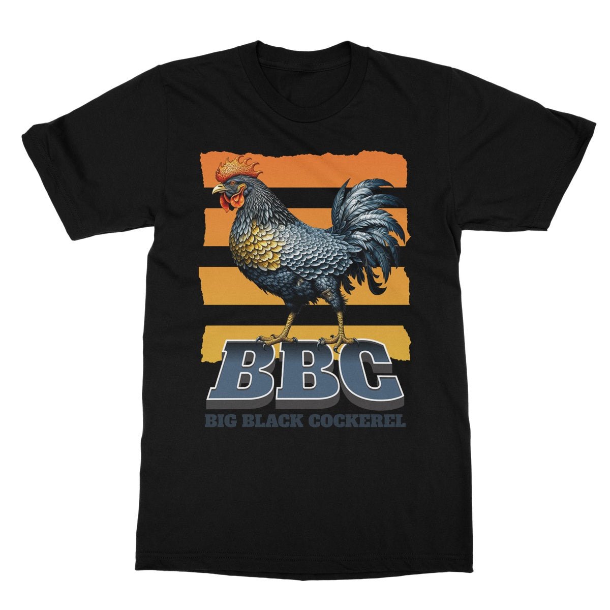 Big Black Cockerel T-Shirt - Black - Funny T-Shirt