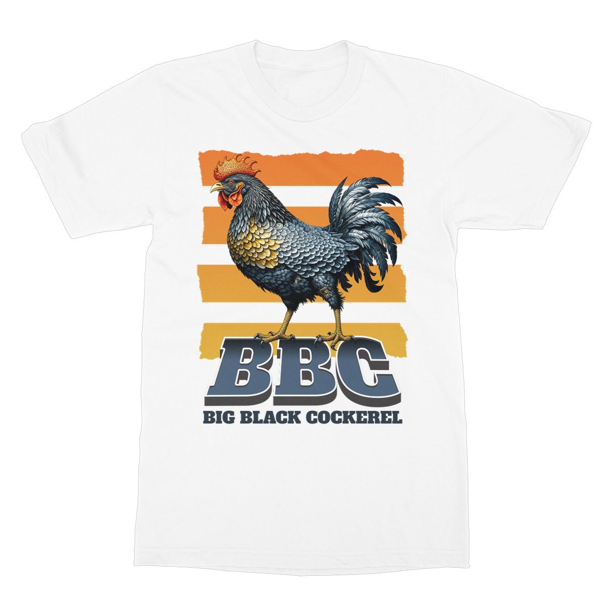 Big Black Cockerel T-Shirt - White - Funny T-Shirt