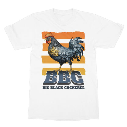 Big Black Cockerel T-Shirt - White - Funny T-Shirt