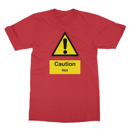 Caution Hot T-Shirt - Red - Funny T-Shirt